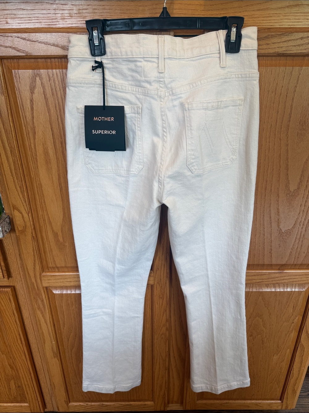 705 MOTHER The Hustler Patch Pocket Flood Jeans Act Natural White Size 28 NWT - Picture 11 of 13